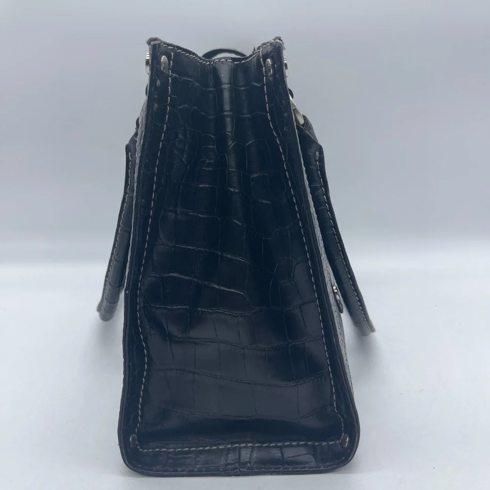 Michael Kors Vintage Croc Embossed Women's Large Handbag B-0806 Metal Studs‎